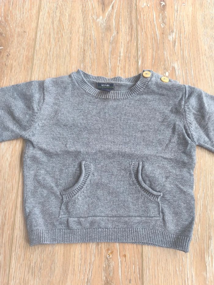 Pull gris unis 6 mois garçons