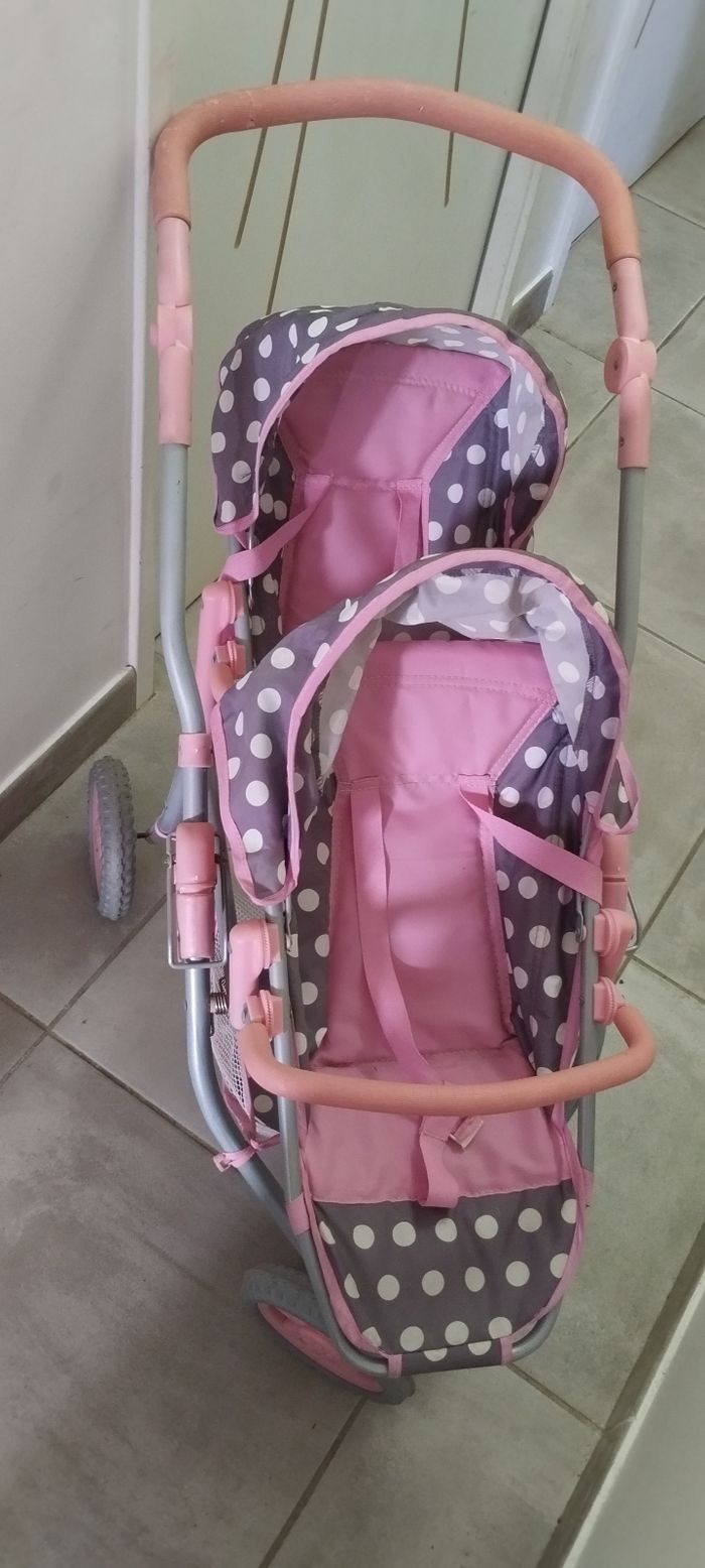 Poussette double pour poupée
