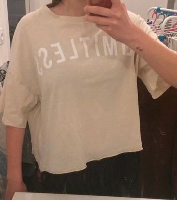 Tee shirt beige oversized taille M Bershka