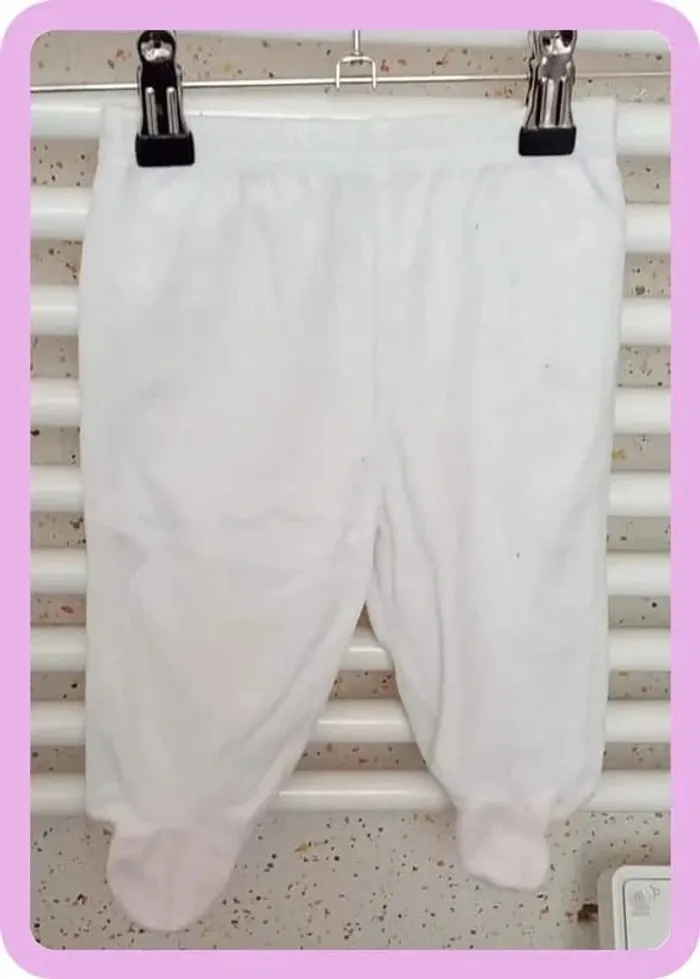 Pantalon de pyjama blanc rose Tendrement Taille 3 mois - photo numéro 2