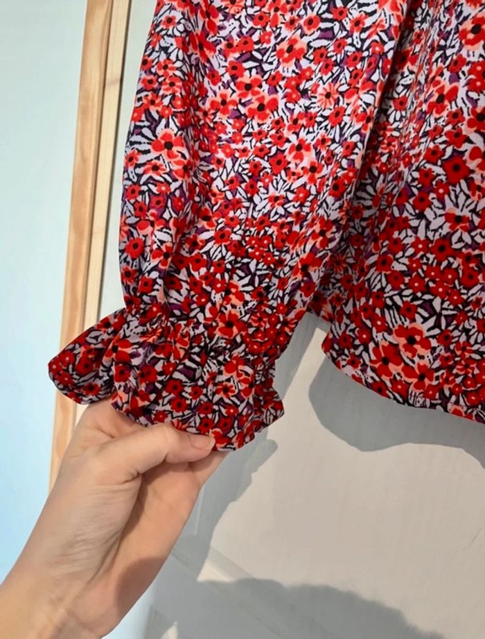 Blouse fleuris rouge T38 - photo numéro 4