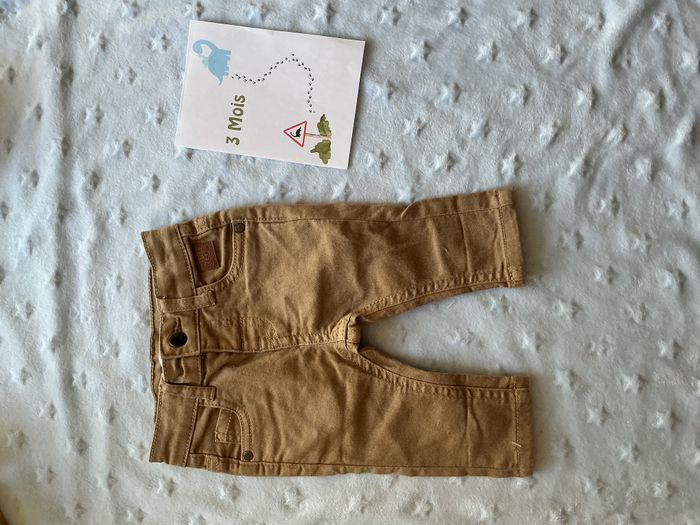 jean beige foncé taille réglable 3 mois gémo - photo numéro 2