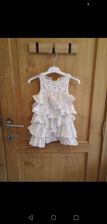 Robe DPAM en blanc à pois coloré 3 ans