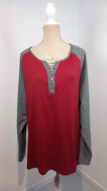 Tunique Neuve 5XL (54/56) - Manches Raglan Bicolore - Style Décontracté