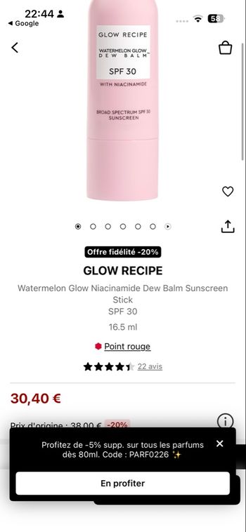 GLOW RECIPE – Watermelon Glow Niacinamide Dew Balm Sunscreen Stick
