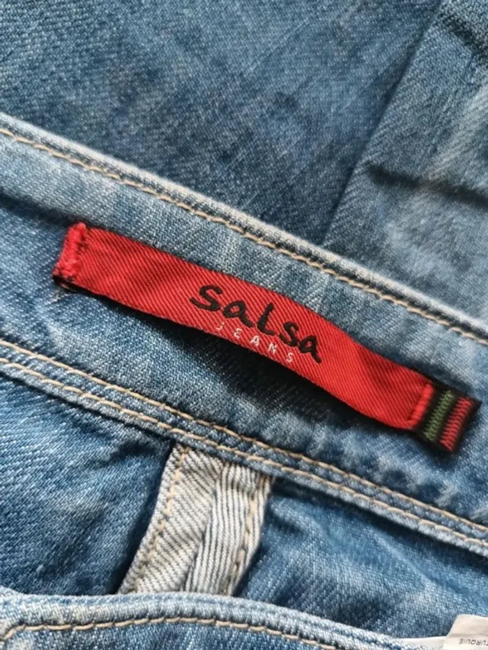Jean vintage y2k SALSA look boyfriend effet destroy ,coupe straight fit ,taille basse ,100 % coton - photo numéro 12