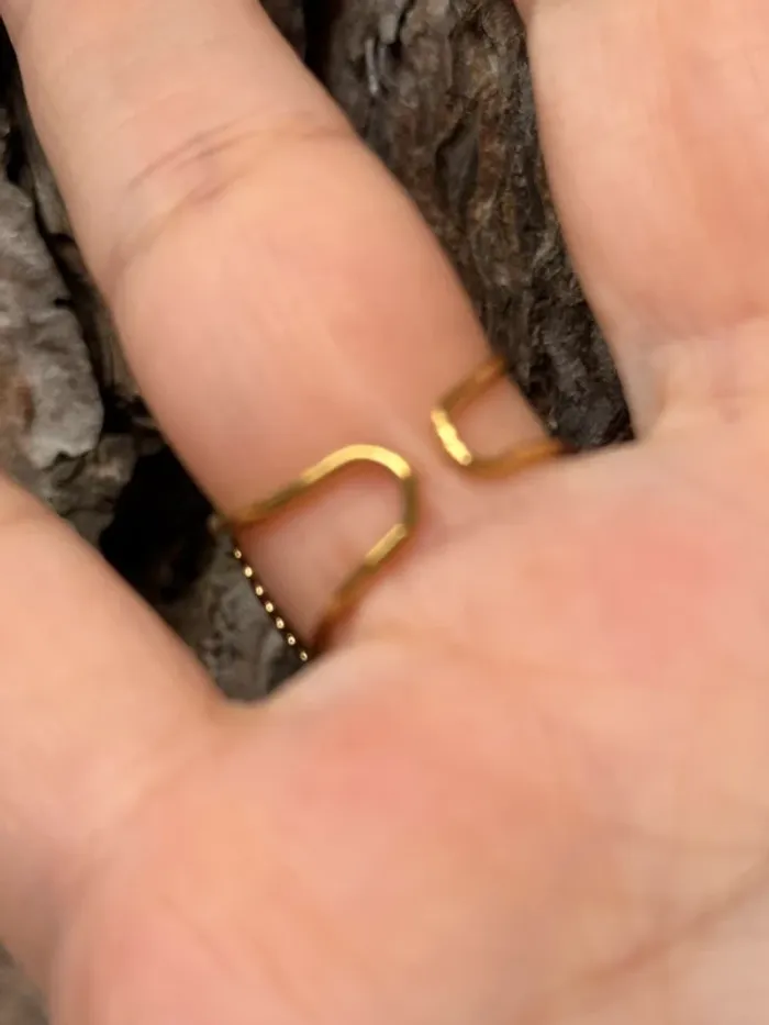 Grande bague réglable pavé blanc nacré acizg inoxydable or réglable - photo numéro 3