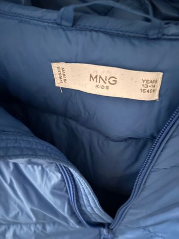 doudoune  mango 14 ans turquoise zip fonctionnel à capuche bon état