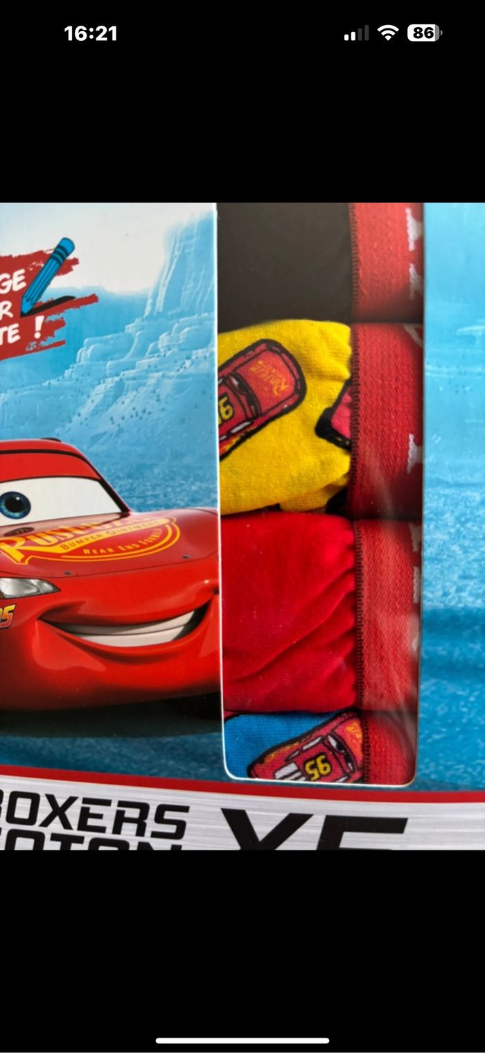 Boîte de coffret de cinq Boxers Cars marque Disney taille 4/5 ans 100 % coton - photo numéro 7
