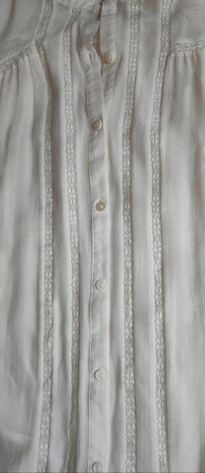Chemise Chemisier écru 123 Un Deux Trois 100% soie T44 détail dentelle transparent neuf - photo numéro 7