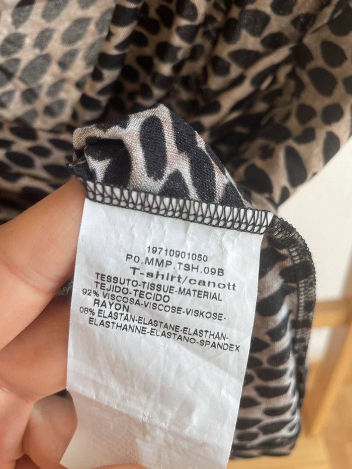 T-shirt asymétrique Max Mara brun à motif - photo numéro 4