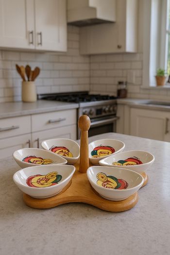🦐 Service à Hors-d'œuvre Vintage - Design Avocat & Crevette 🥑