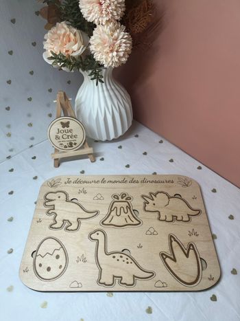 Puzzle éducatif en bois : Dinosaures - Jouet Montessori