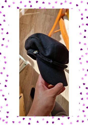 Jolie casquette noire tissu feutrine XS-S