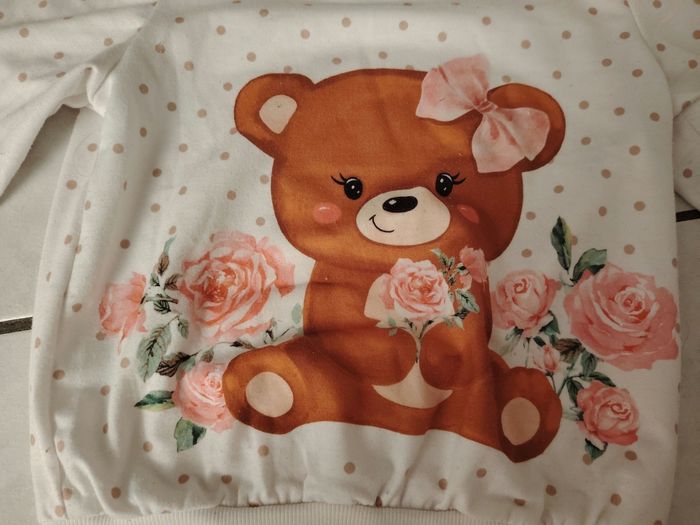 Sous-pull nounours et fleurs rose - photo numéro 2