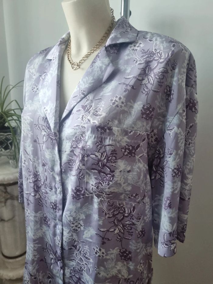 Chemise satiné fluide floral violette Shein - photo numéro 3