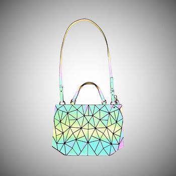 Sac à Main Géométrique Réfléchissant / Holographique – Bandoulière Amovible – Style Tendance