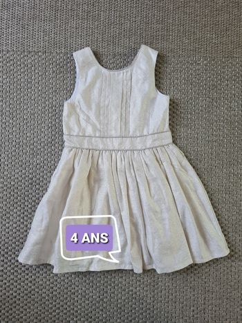 Robe crème dorée sans manches avec jupon - 4 ans