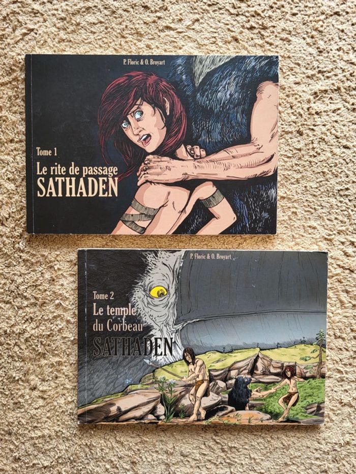 Lot de 2 BD Sathaden Tome 1 Le rite de passage et Tome 2 Le temple du corbeau