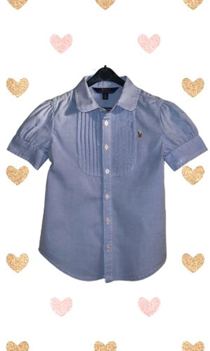 Chemise bleu ciel manches courtes col claudine 6 ans - Ralph Lauren