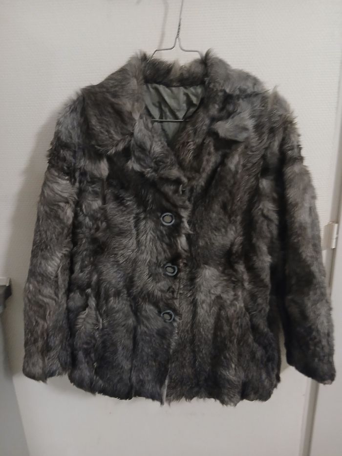 Manteau en fourure vintage lapin taille 38 couleur gris - photo numéro 4