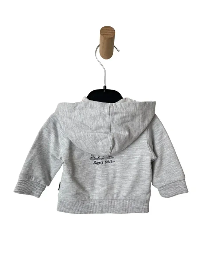 Sweat zippé gris clair - P'tit Bisou 1 mois (55cm) - photo numéro 4