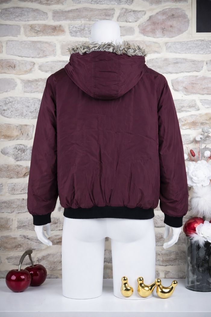 Blouson parka bordeaux avec capuche fourrure Homme/ Ado taille XS marque Kiabi 🎸 - photo numéro 2