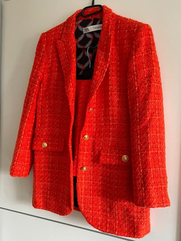 Ensemble tailleur jupe Zara tweed taille S - photo numéro 16