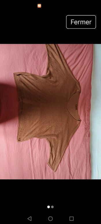 Pull fin manche 3/4 camel