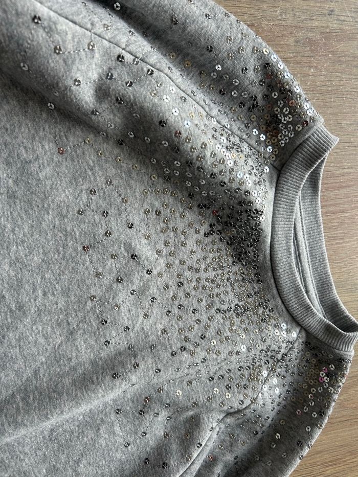 Robe pull/sweat habillé chaude grise à strass et manches  longes et - photo numéro 2