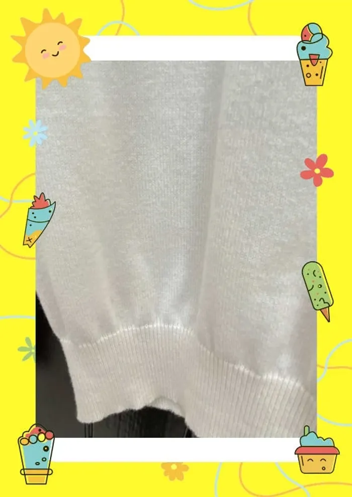 Sweat à col V Celio M 38 blanc crème - photo numéro 7