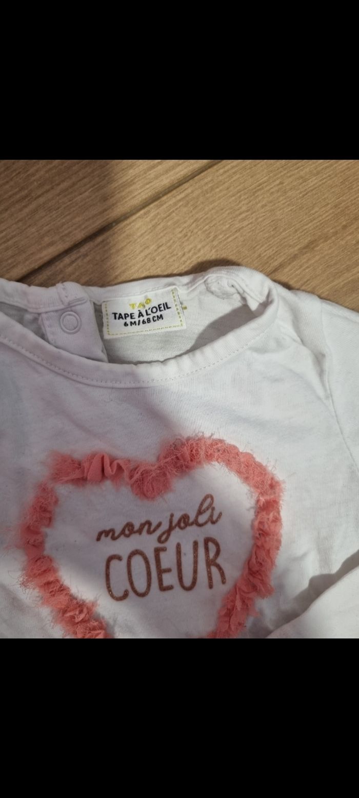 Ensemble : 1 Jean slim fille, 2 t-shirt manche longue, 6 mois marque tape a l'œil - photo numéro 3