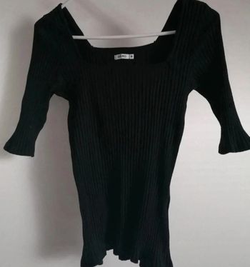 T-shirt côtelé manche 3/4 encolure carrée Gémo M
