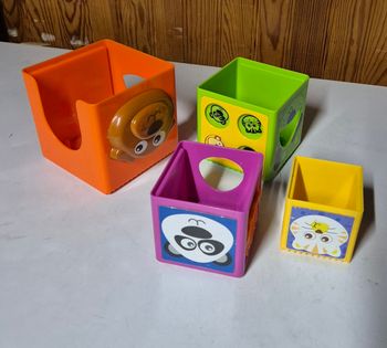 Set baby cube eveil blue box cube empilable