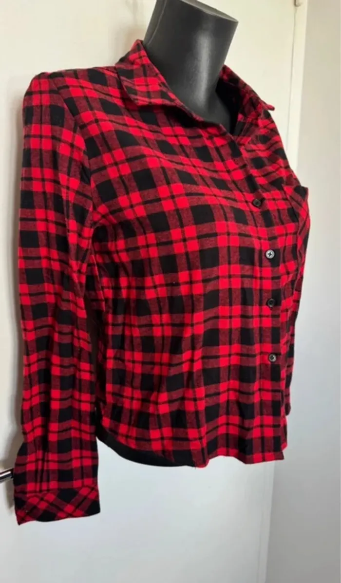 Chemise à carreaux rouge femme M - photo numéro 2
