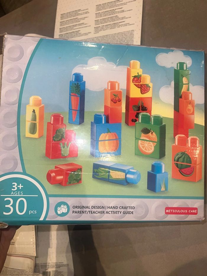 Lot cubes lego enfant bébé premier âge fruit et légumes bricks blocs