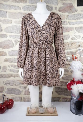 Robe léopard instinct sauvage noire et beige Femme taille 54 marque Boohoo 🌺