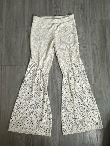 Pantalon ajouré flare seventies beige crème T38 M