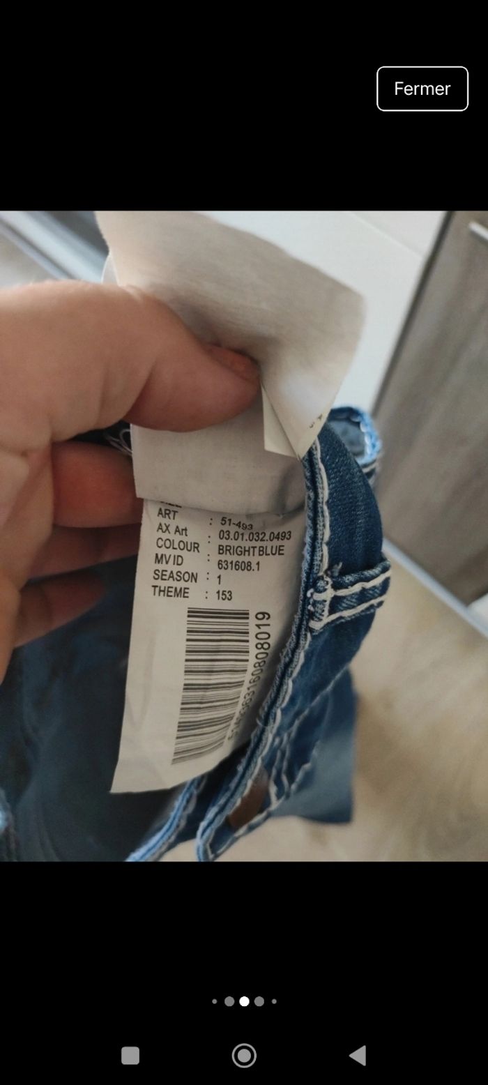 Jean bleu femme Amisu w31  avec surpiqûres blanches - photo numéro 5