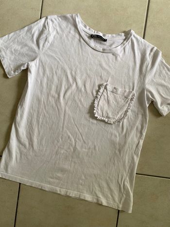 T-shirt femme blanc poche Zara 36