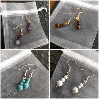 Boucles d'oreilles pendantes en perles de pierres naturelles