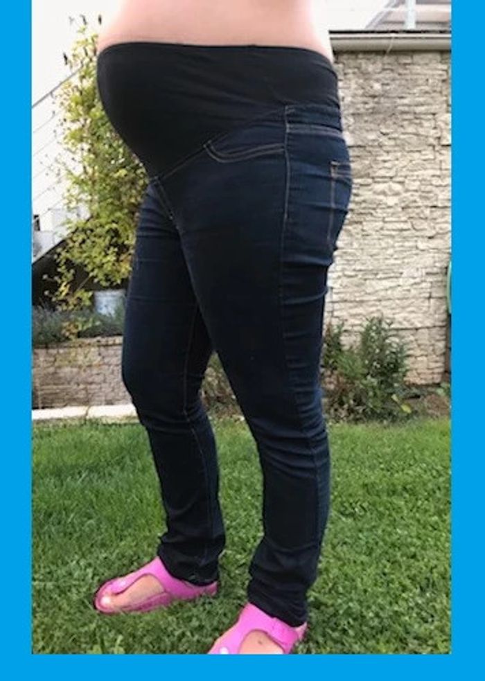Pantalon de maternité bleu foncé effet jeans T: 42 - photo numéro 2