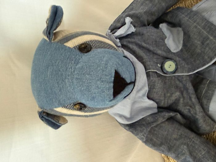 Ours en peluche bleu jean - photo numéro 2