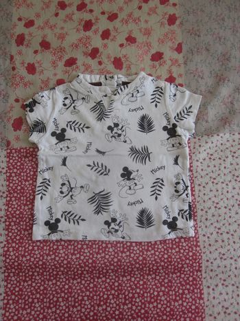 T-Shirt manches courtes blanc Mickey 6 mois