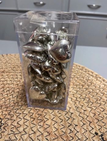 Décoration de table coeur argenté