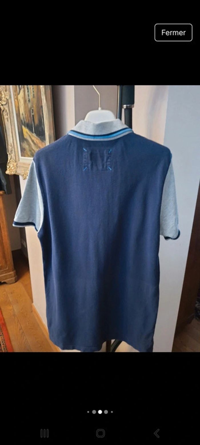 Polo River Woods Grise et bleu slim fit taille M - photo numéro 7