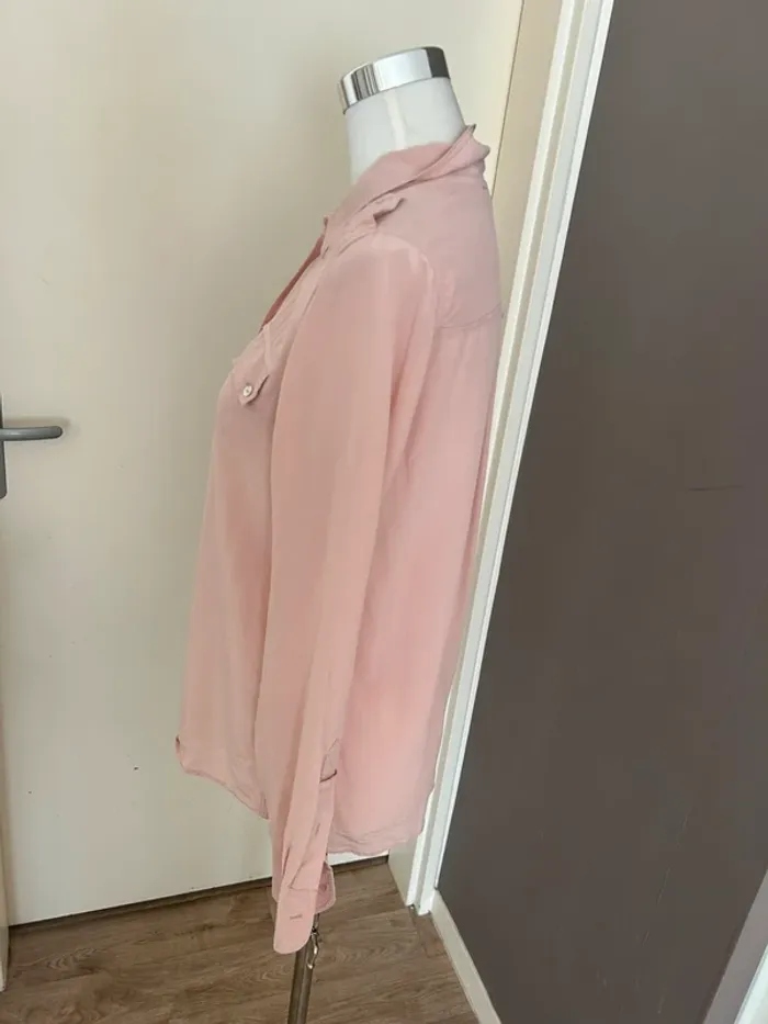 Gerard Darel, top haut blouse chemise  rose soie , femme, taille 38 - photo numéro 2