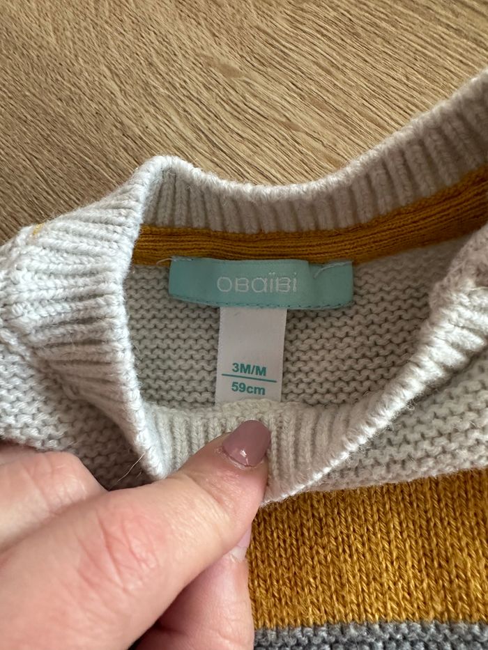 Pull rayé Obaibi Taille 3 mois 59cm - photo numéro 2