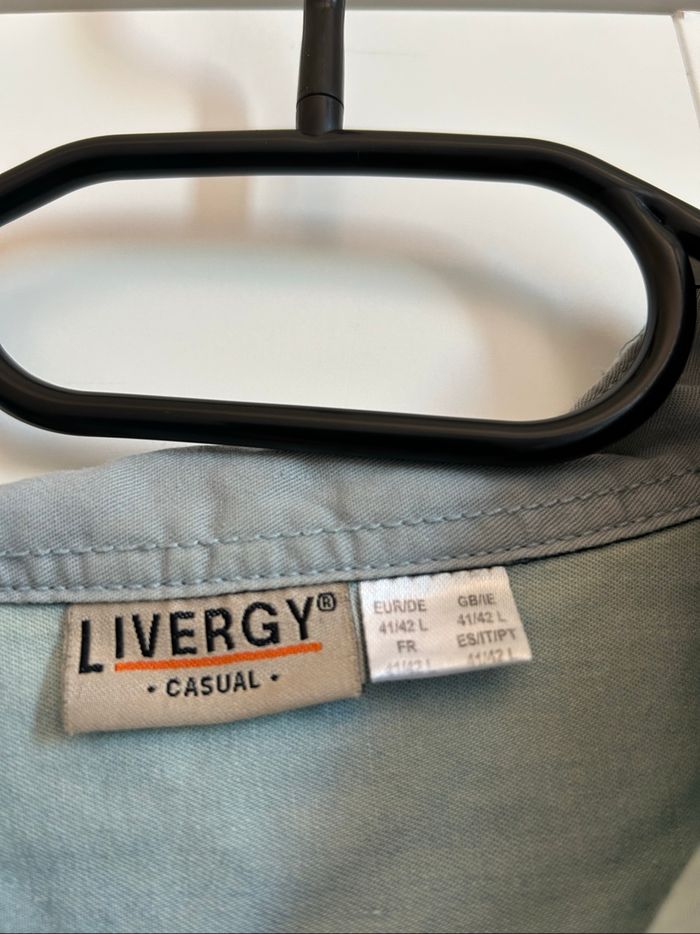 Chemise bleu clair effet jean Homme Livergy Taille L - photo numéro 4