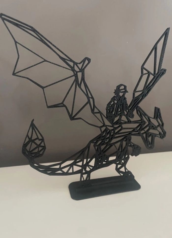 Décoration Pokémon Sacha et Dracofeu avec son support - photo numéro 2